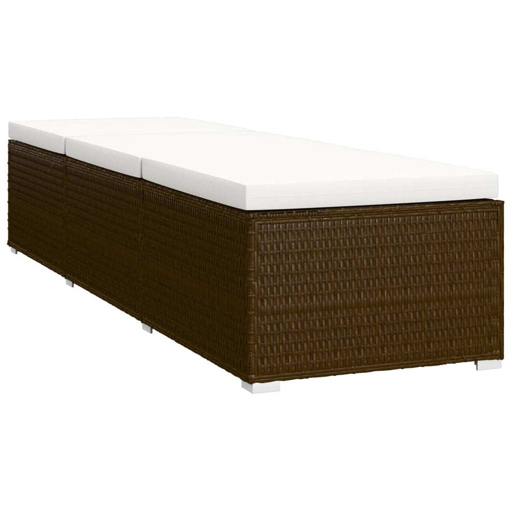3-delige Ligbeddenset met theetafel poly rattan bruin MeubelReus