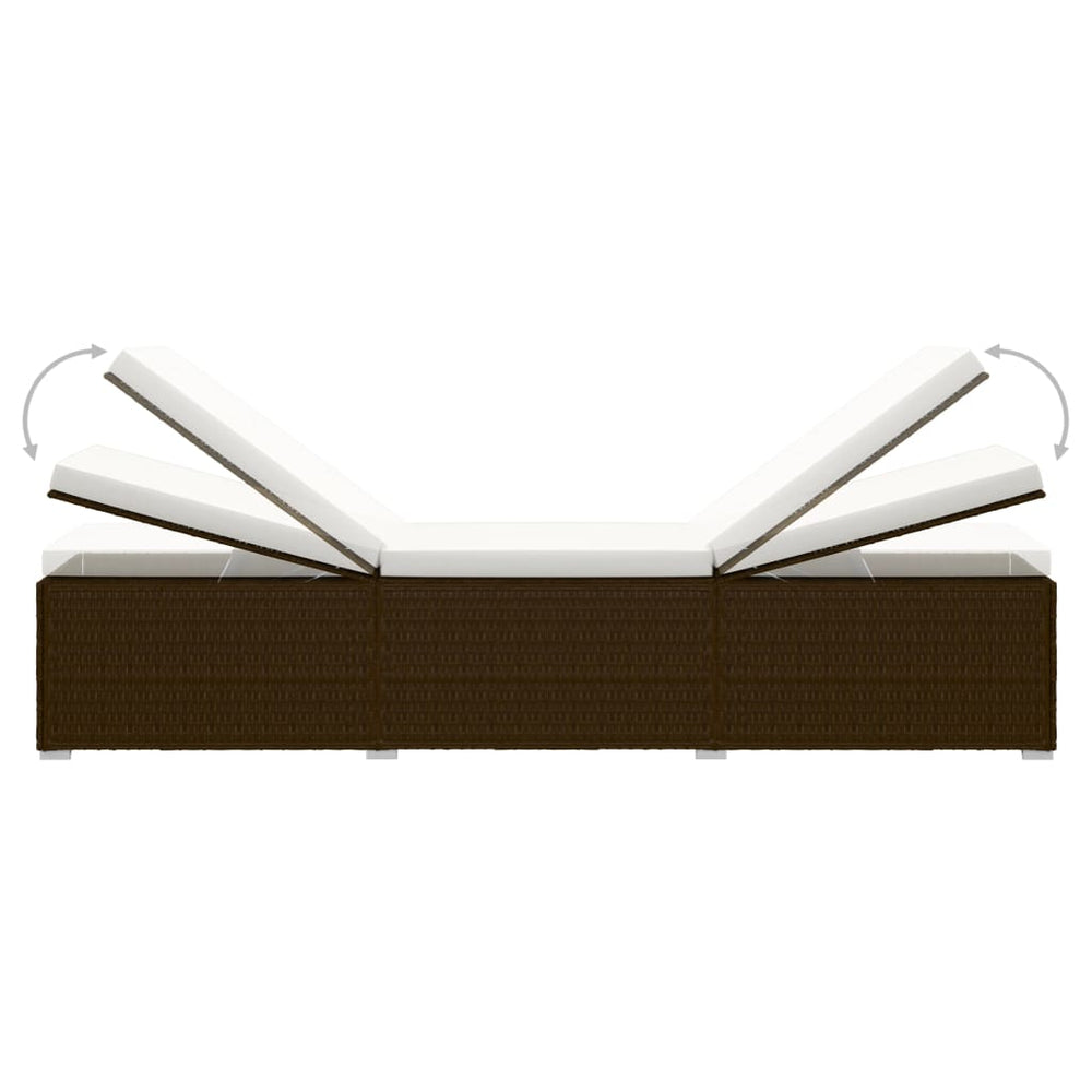 3-delige Ligbeddenset met theetafel poly rattan bruin MeubelReus