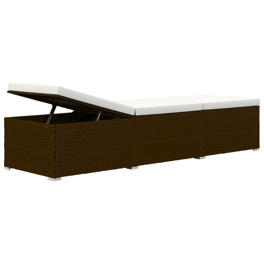 3-delige Ligbeddenset met theetafel poly rattan bruin MeubelReus
