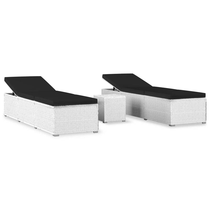 3-delige Ligbeddenset met theetafel poly rattan wit MeubelReus