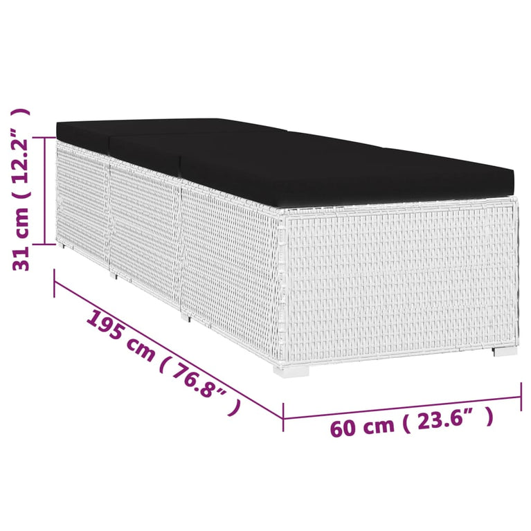 3-delige Ligbeddenset met theetafel poly rattan wit MeubelReus
