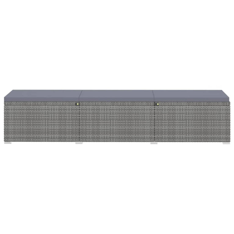 3-delige Ligbeddenset met theetafel poly rattan grijs