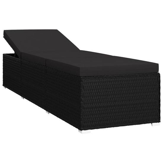 3-delige Ligbeddenset met theetafel poly rattan zwart MeubelReus