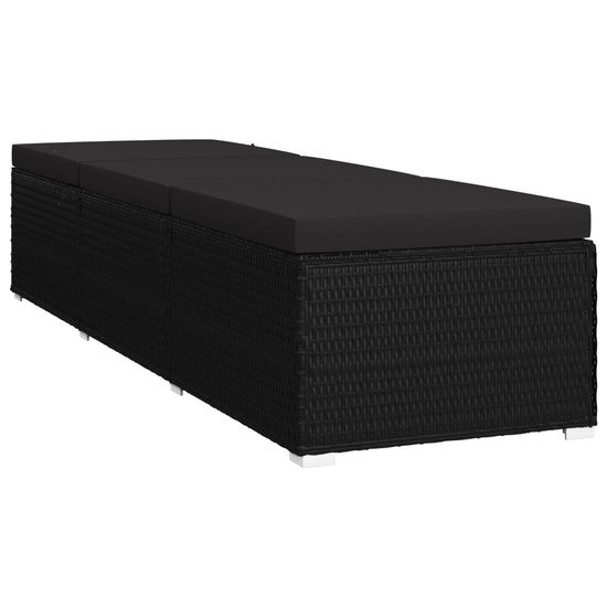 3-delige Ligbeddenset met theetafel poly rattan zwart MeubelReus