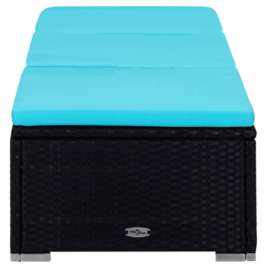3-delige Ligbeddenset met theetafel poly rattan zwart MeubelReus