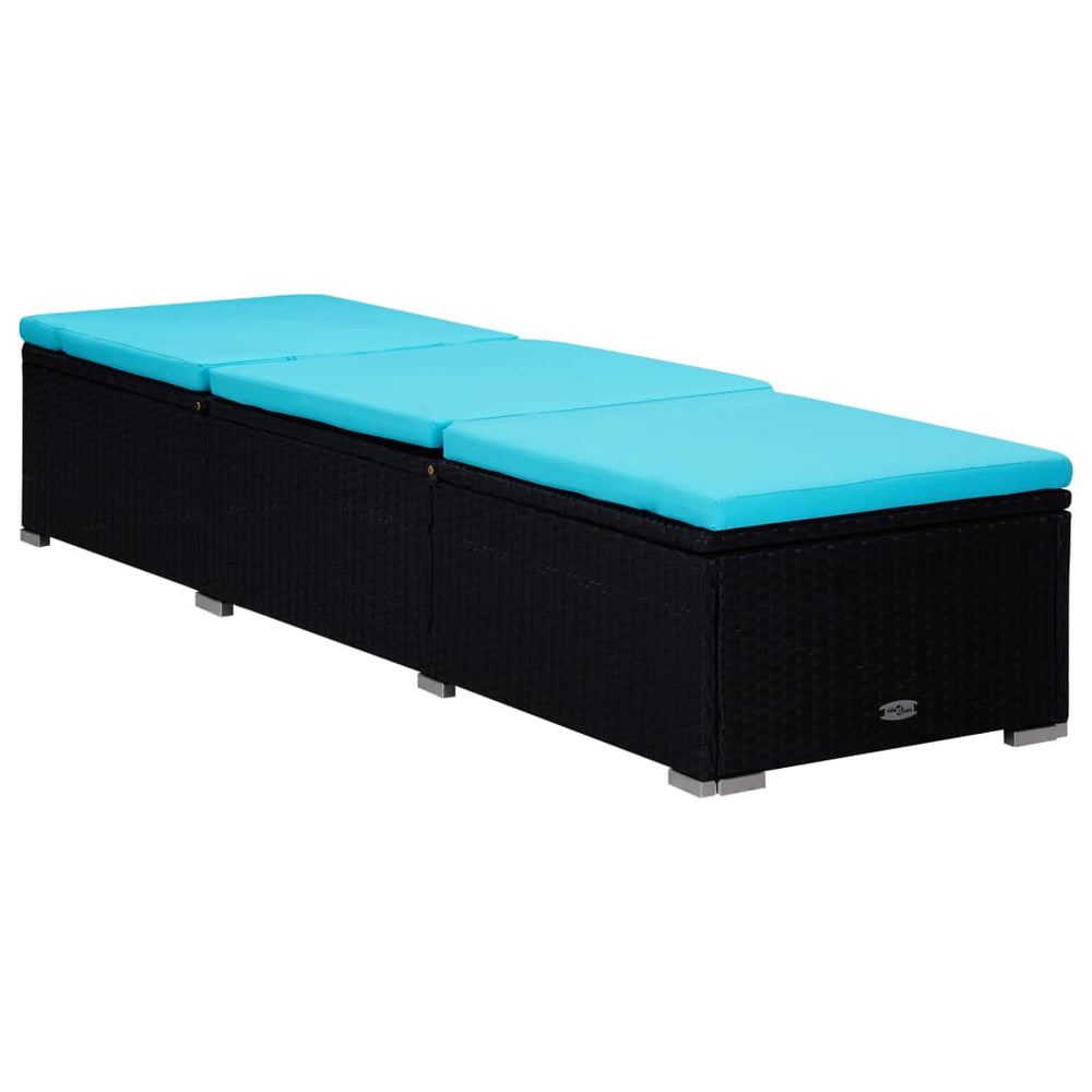 3-delige Ligbeddenset met theetafel poly rattan zwart MeubelReus