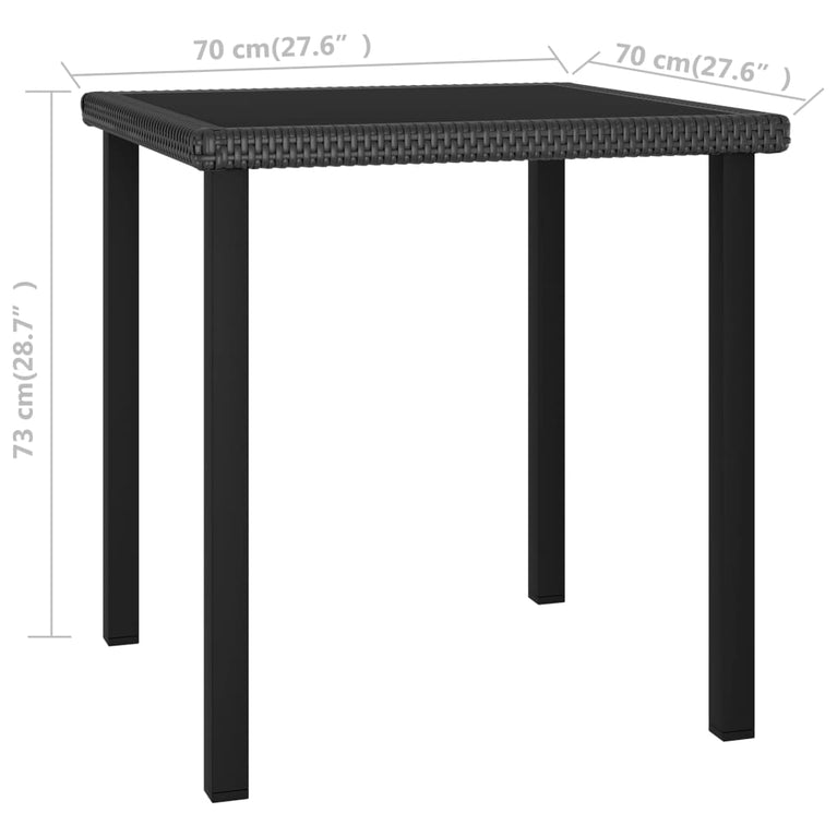 Tuintafel 70x70x73 cm poly rattan zwart MeubelReus