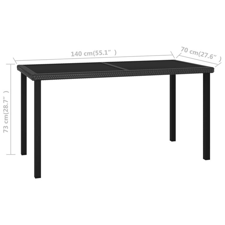 Tuintafel 140x70x73 cm poly rattan zwart MeubelReus