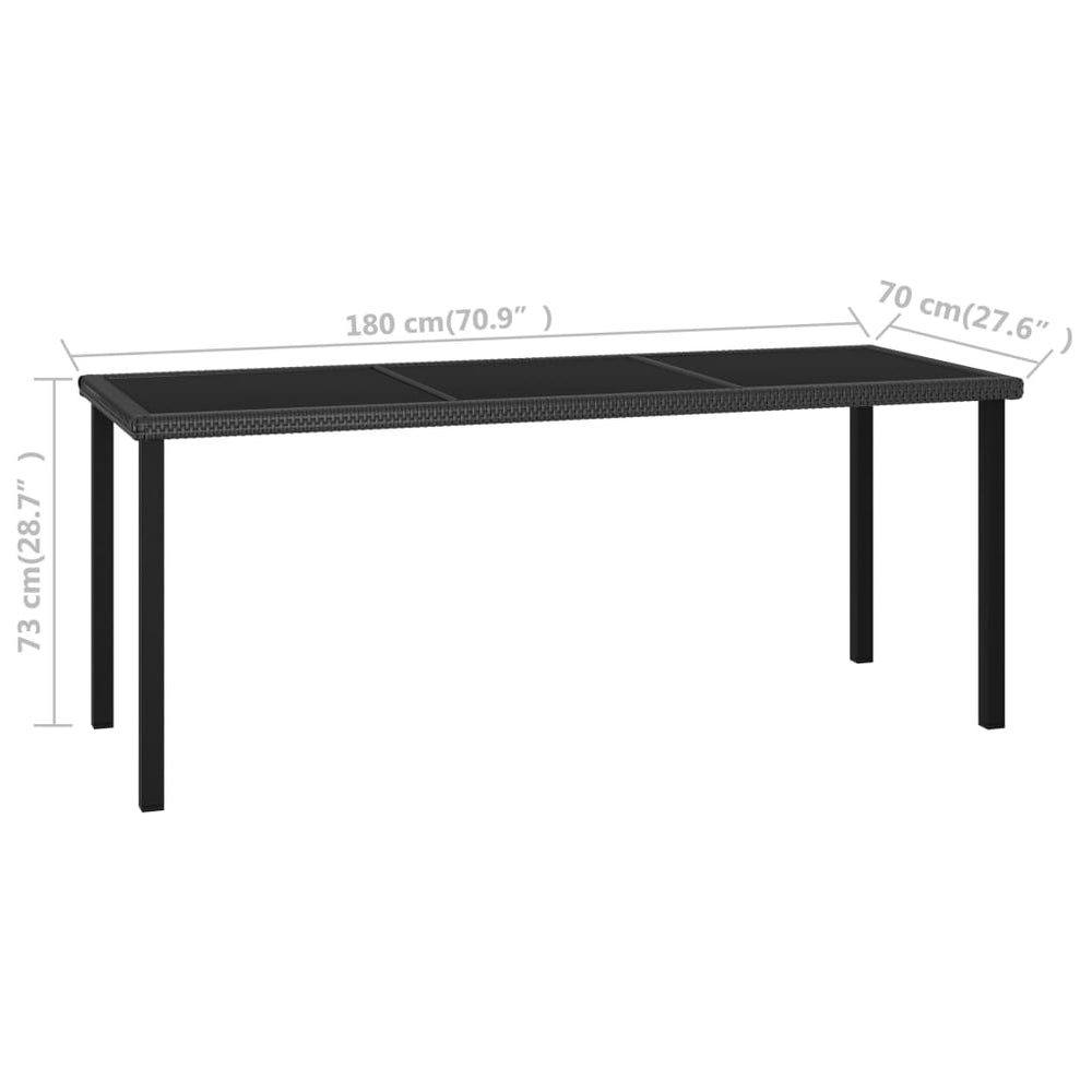 Tuintafel 180x70x73 cm poly rattan zwart MeubelReus
