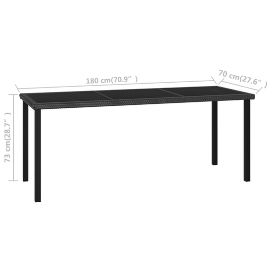 Tuintafel 180x70x73 cm poly rattan zwart MeubelReus