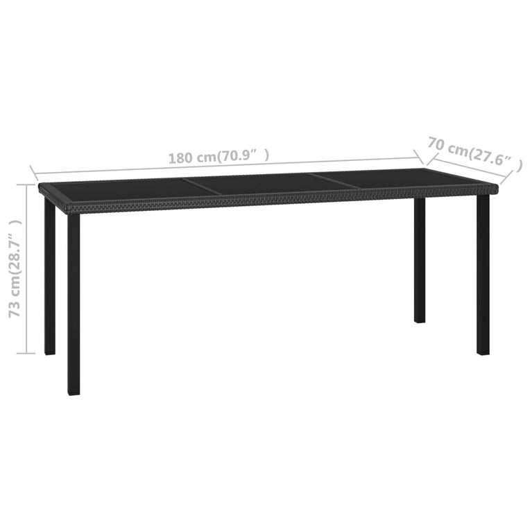 Tuintafel 180x70x73 cm poly rattan zwart MeubelReus