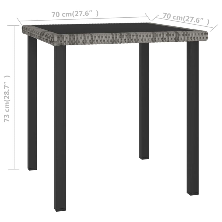 Tuintafel 70x70x73 cm poly rattan grijs MeubelReus