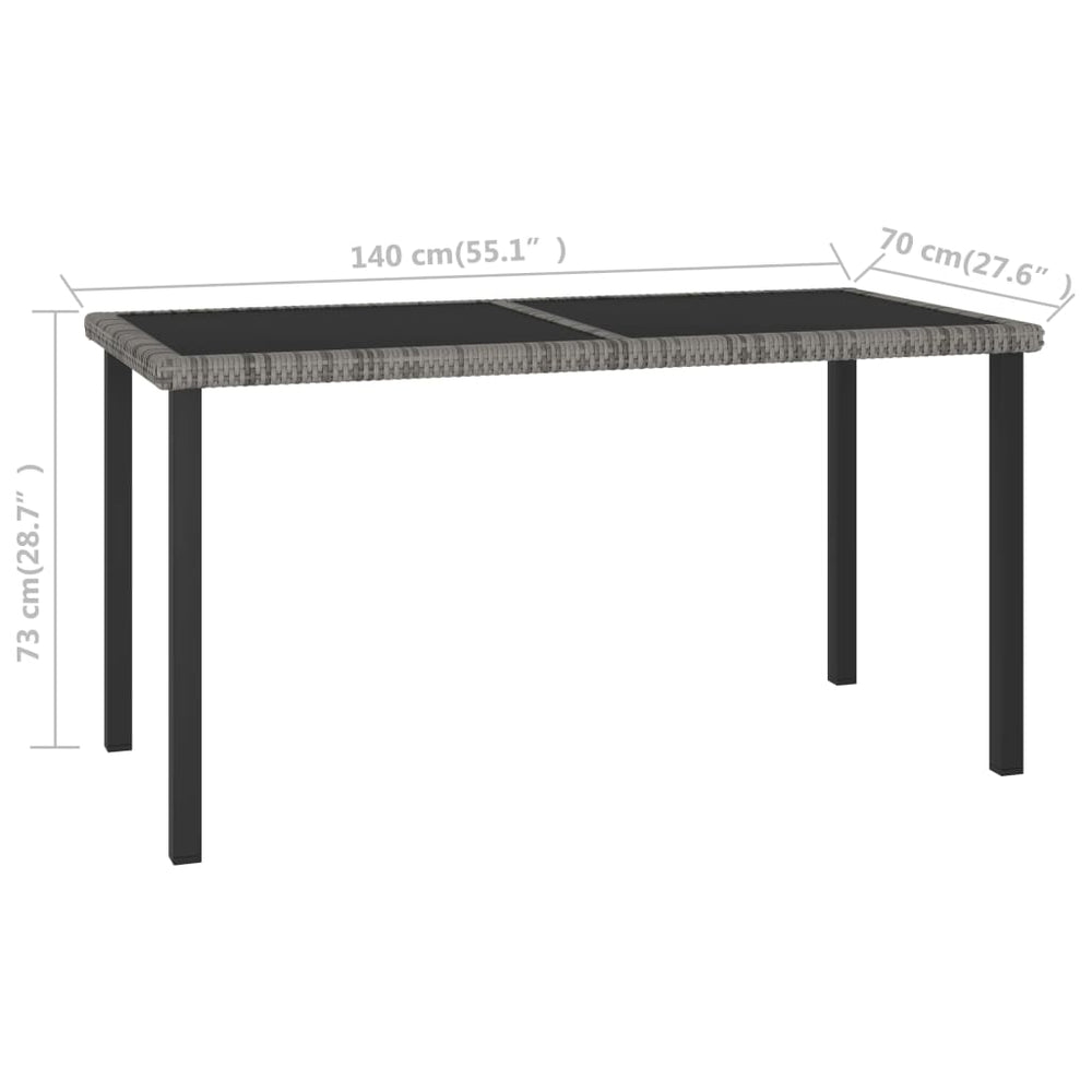 Tuintafel 140x70x73 cm poly rattan grijs MeubelReus