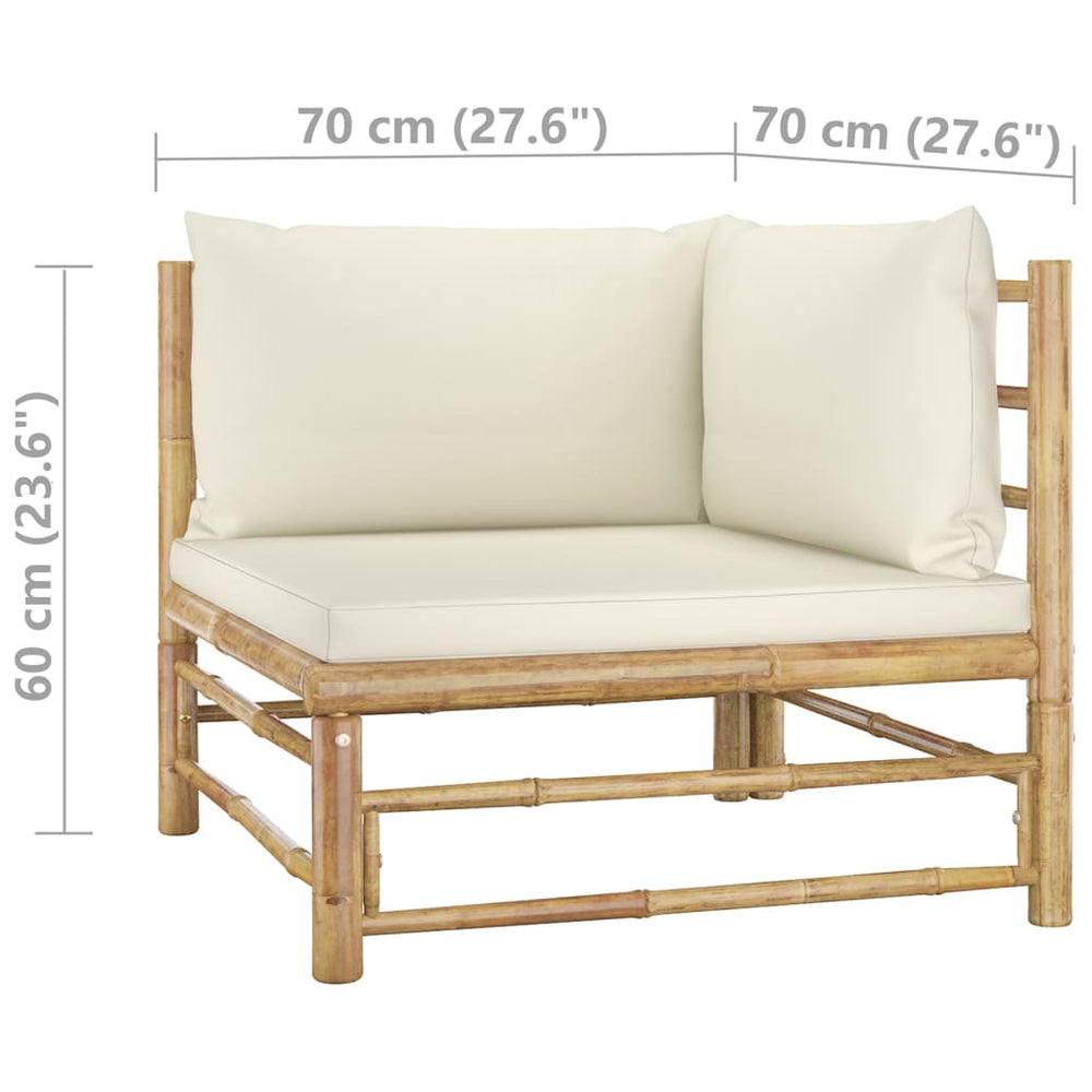 3-delige Loungeset met crèmewitte kussens bamboe MeubelReus
