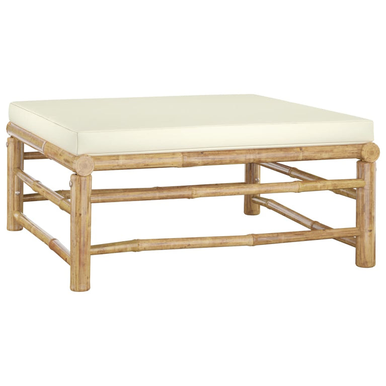 10-delige Loungeset met crèmewitte kussens bamboe MeubelReus