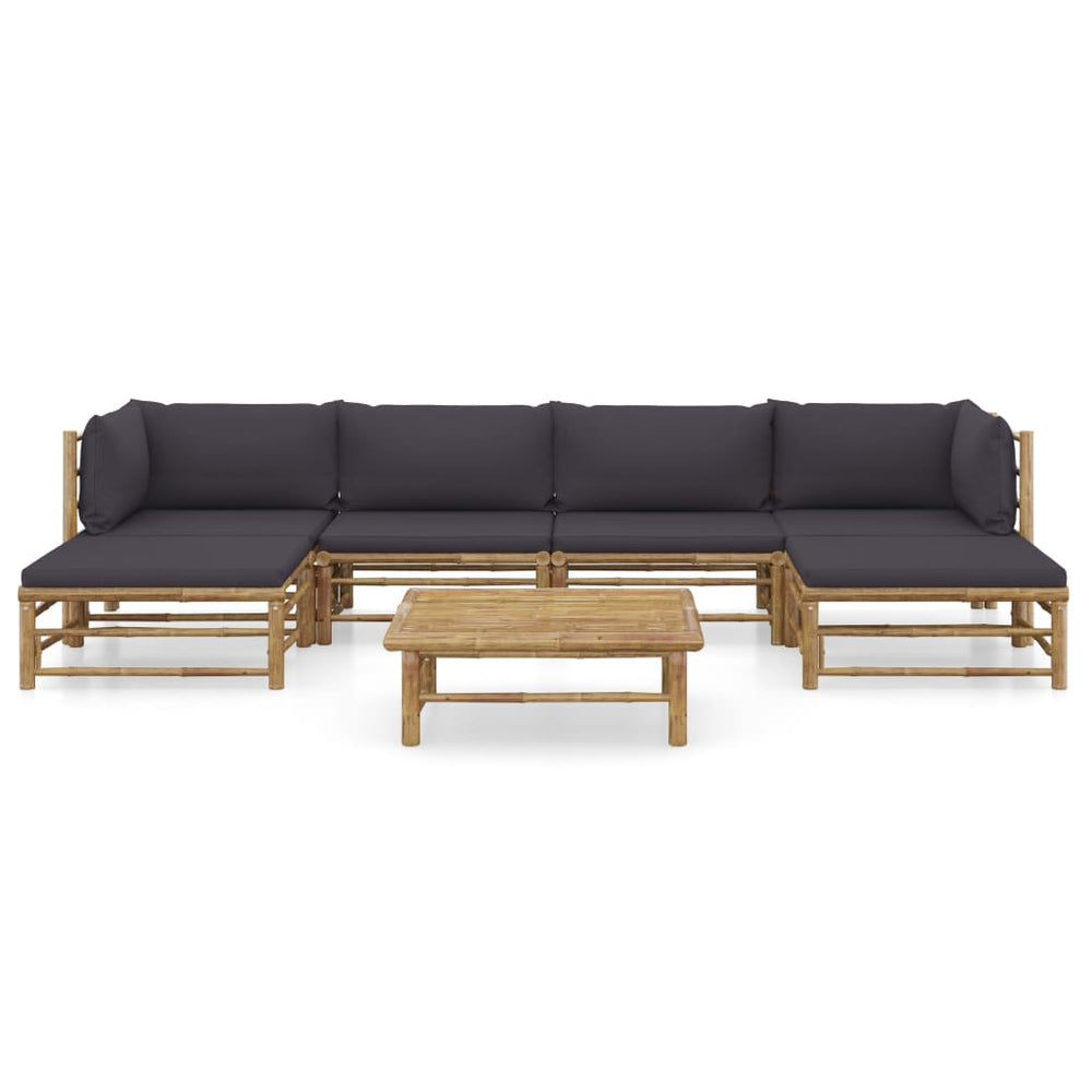 7-delige Loungeset met donkergrijze kussens bamboe MeubelReus