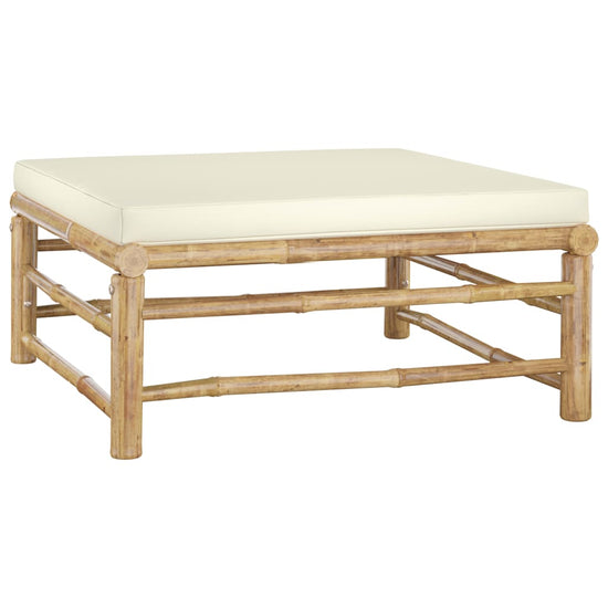 6-delige Loungeset met crèmewitte kussens bamboe MeubelReus