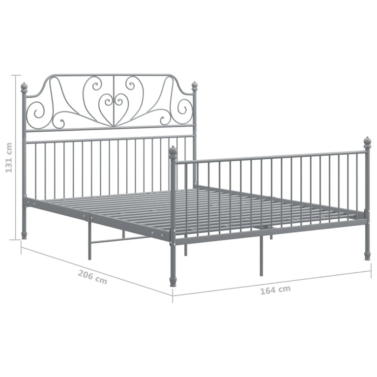Bedframe metaal grijs 160x200 cm