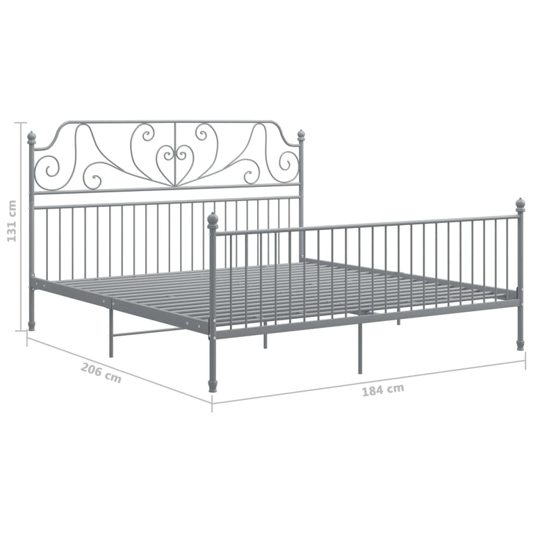 Bedframe metaal grijs 180x200 cm