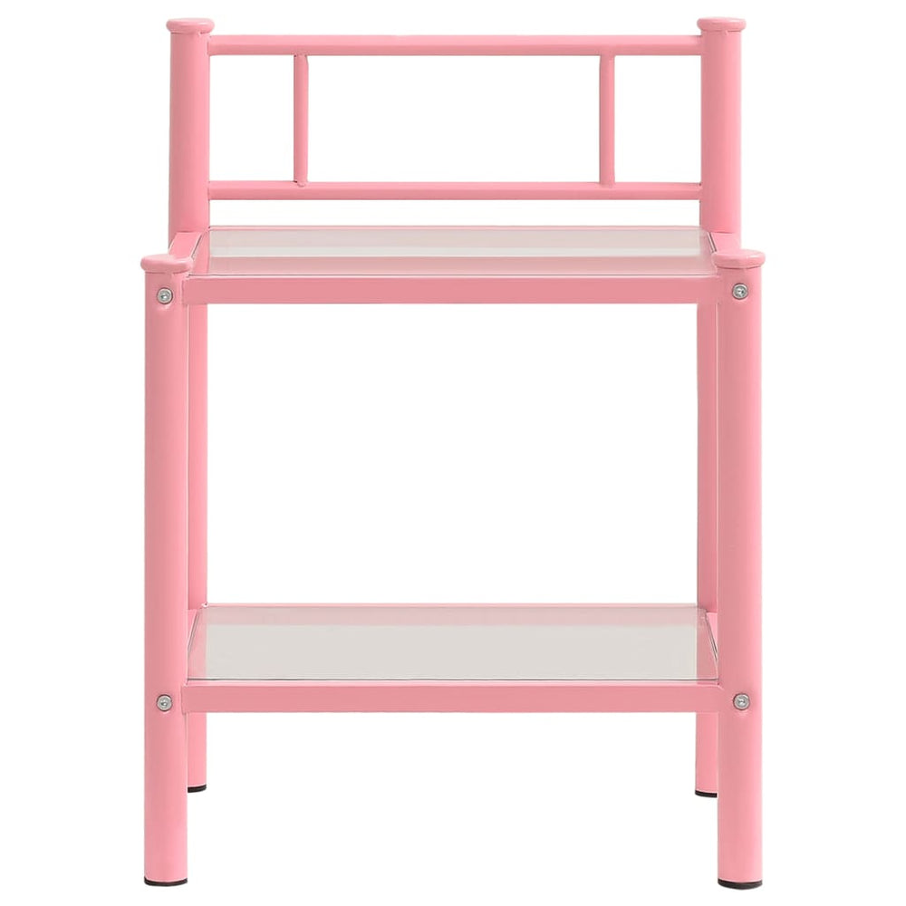 Nachtkastjes 2 st metaal en glas roze en transparant MeubelReus