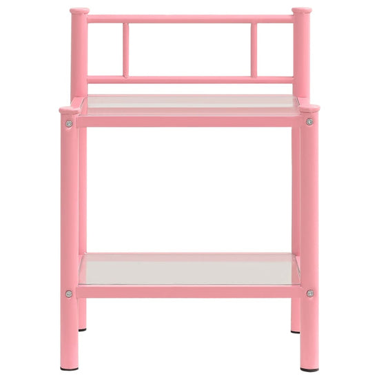 Nachtkastjes 2 st metaal en glas roze en transparant MeubelReus