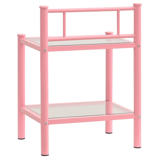 Nachtkastjes 2 st metaal en glas roze en transparant MeubelReus