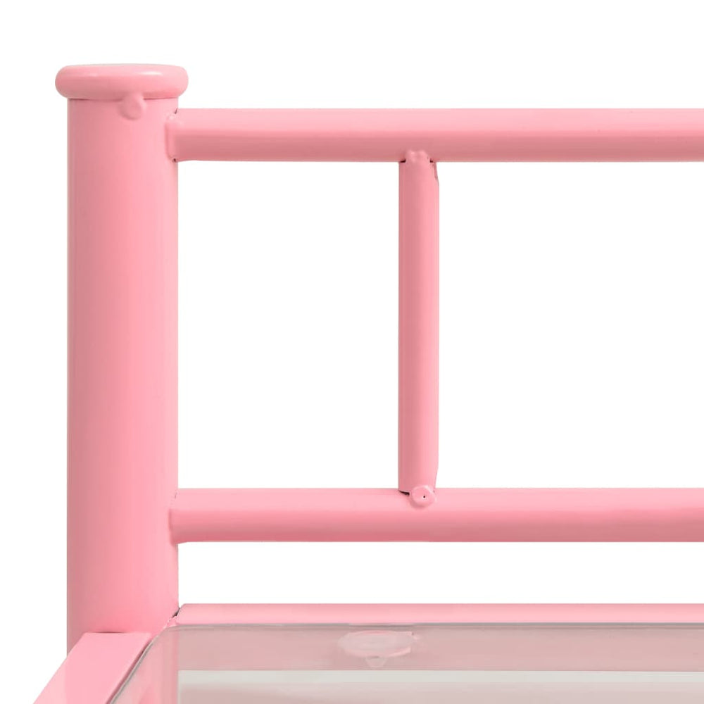 Nachtkastjes 2 st metaal en glas roze en transparant MeubelReus
