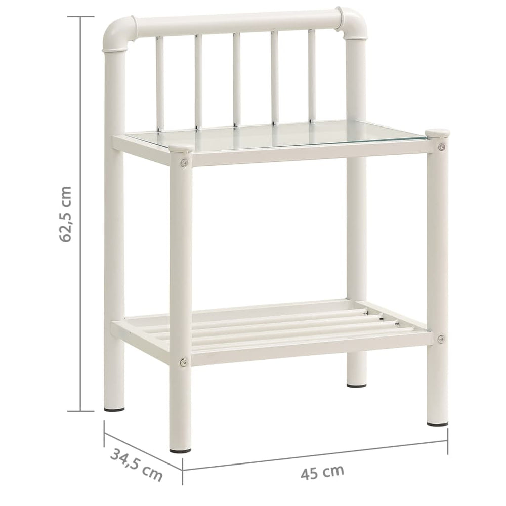 Nachtkastje 45x34,5x62,5 cm metaal en glas wit en transparant MeubelReus