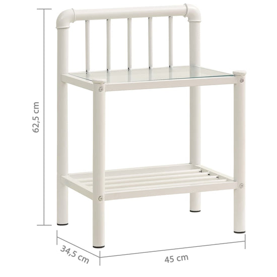 Nachtkastje 45x34,5x62,5 cm metaal en glas wit en transparant MeubelReus