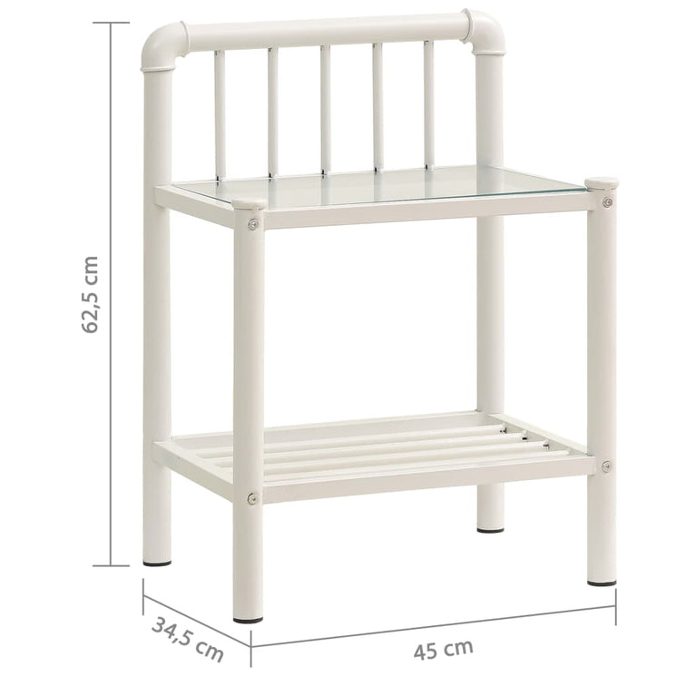 Nachtkastje 45x34,5x62,5 cm metaal en glas wit en transparant MeubelReus