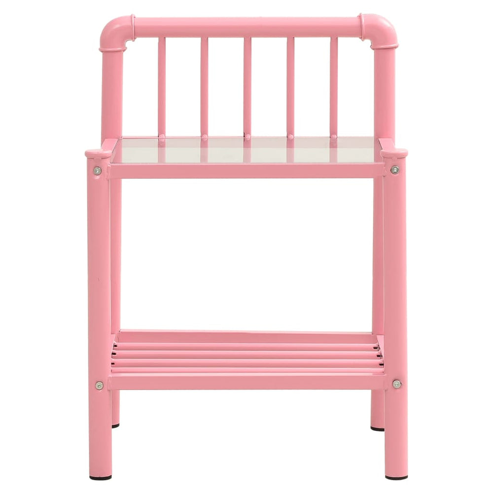 Nachtkastjes 2 st metaal en glas roze en transparant MeubelReus
