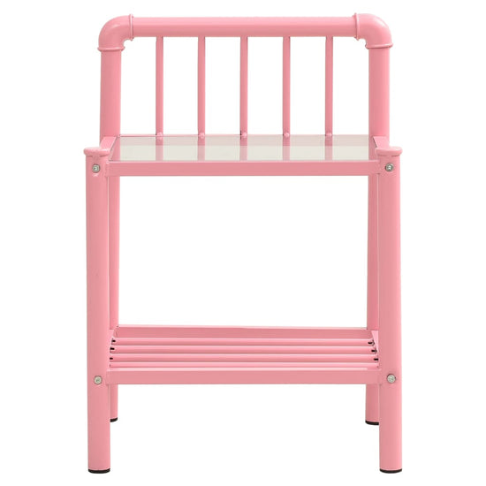 Nachtkastjes 2 st metaal en glas roze en transparant MeubelReus