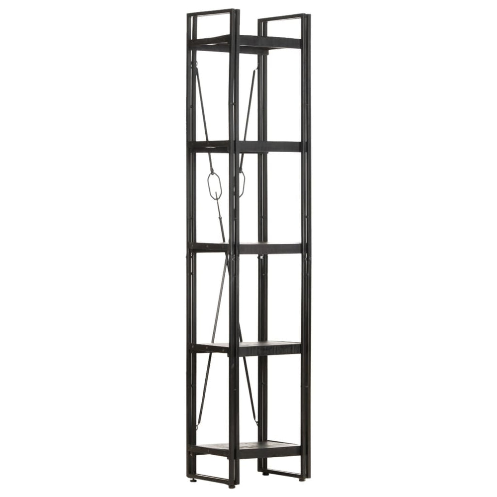 Boekenkast met 5 schappen 40x30x180 cm massief mangohout zwart MeubelReus