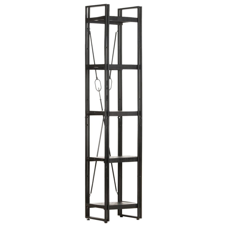Boekenkast met 5 schappen 40x30x180 cm massief mangohout zwart MeubelReus