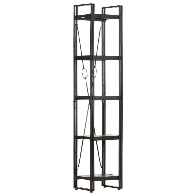 Boekenkast met 5 schappen 40x30x180 cm massief mangohout zwart MeubelReus