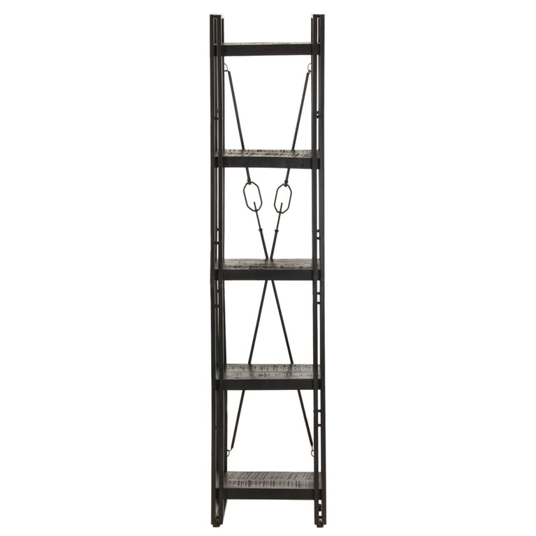 Boekenkast met 5 schappen 40x30x180 cm massief mangohout zwart MeubelReus