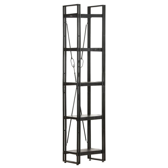 Boekenkast met 5 schappen 40x30x180 cm massief mangohout zwart MeubelReus