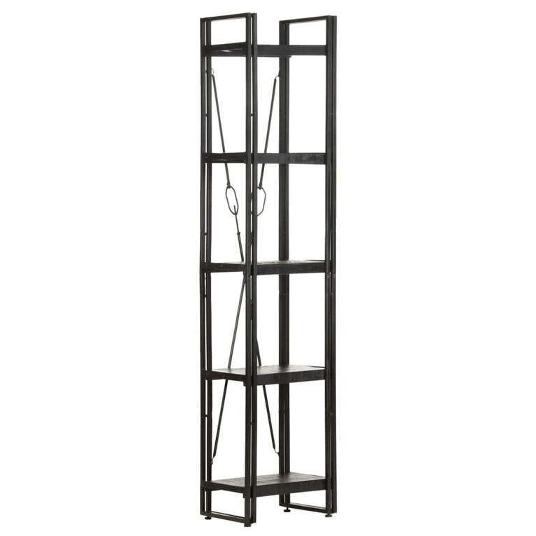 Boekenkast met 5 schappen 40x30x180 cm massief mangohout zwart MeubelReus