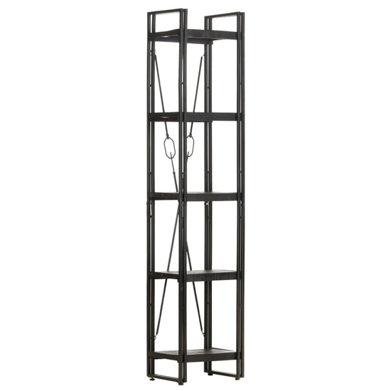 Boekenkast met 5 schappen 40x30x180 cm massief mangohout zwart MeubelReus