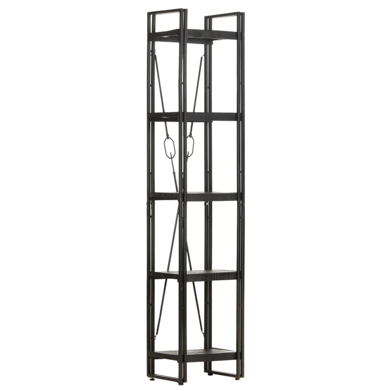 Boekenkast met 5 schappen 40x30x180 cm massief mangohout zwart MeubelReus