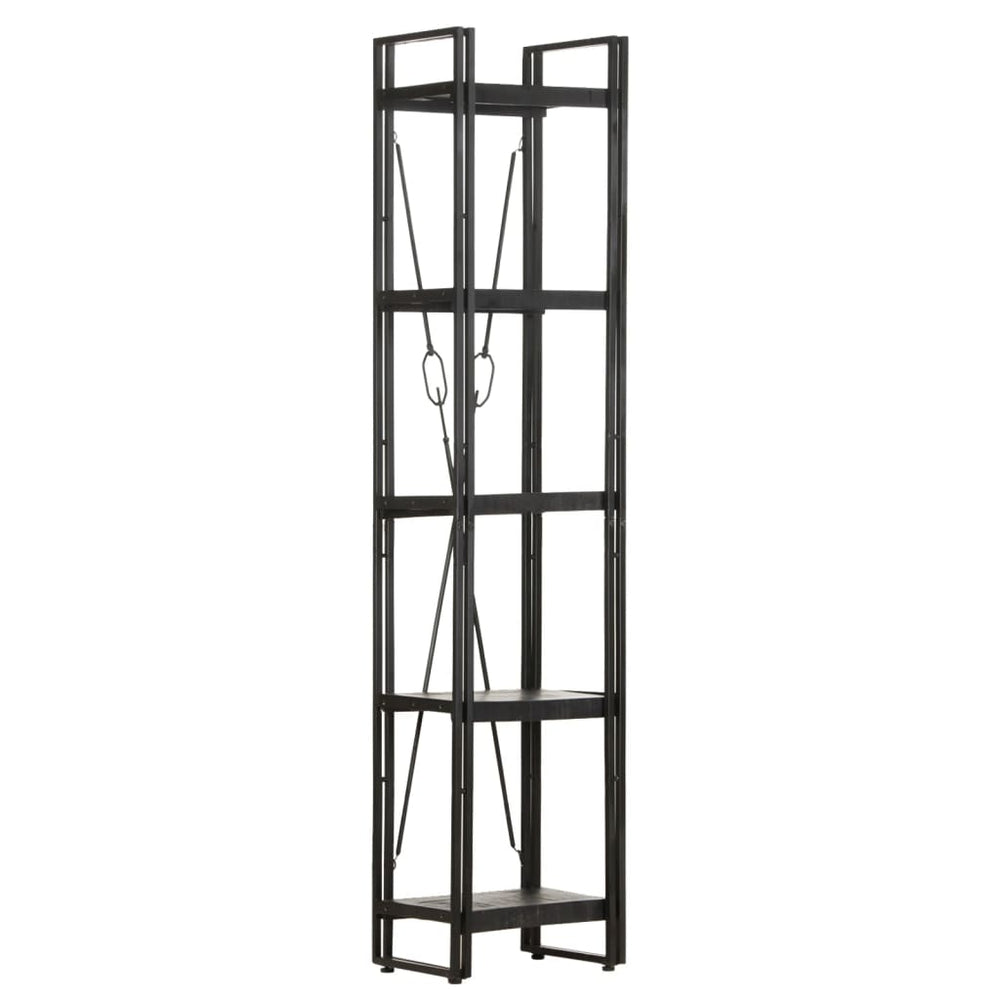 Boekenkast met 5 schappen 40x30x180 cm massief mangohout zwart MeubelReus