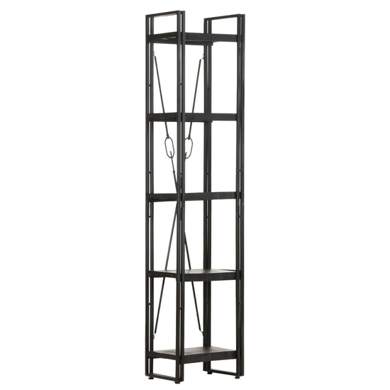 Boekenkast met 5 schappen 40x30x180 cm massief mangohout zwart MeubelReus