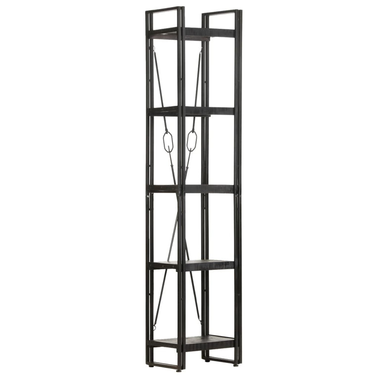 Boekenkast met 5 schappen 40x30x180 cm massief mangohout zwart MeubelReus