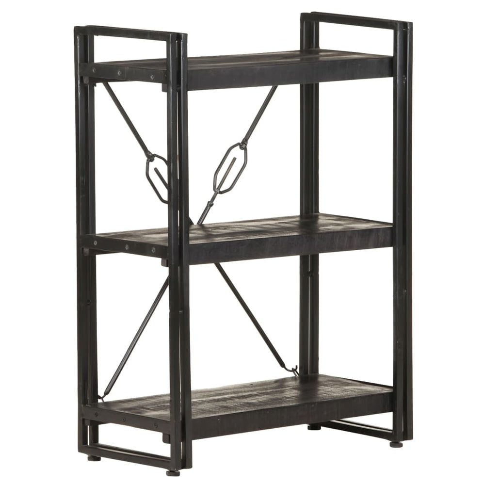 Boekenkast met 3 schappen 60x30x80 cm massief mangohout zwart MeubelReus