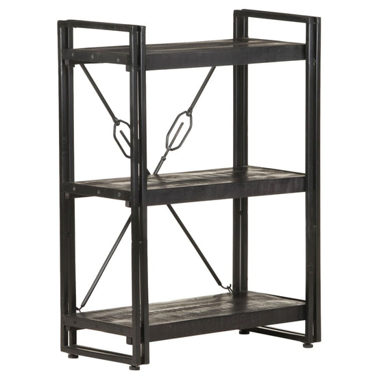 Boekenkast met 3 schappen 60x30x80 cm massief mangohout zwart MeubelReus