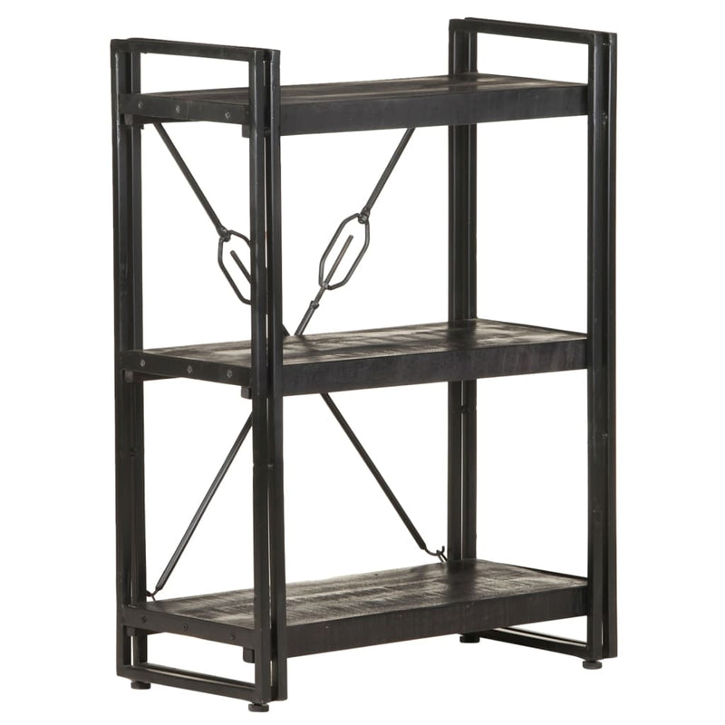 Boekenkast met 3 schappen 60x30x80 cm massief mangohout zwart MeubelReus