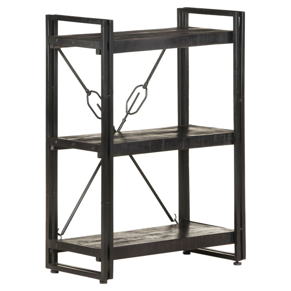 Boekenkast met 3 schappen 60x30x80 cm massief mangohout zwart MeubelReus