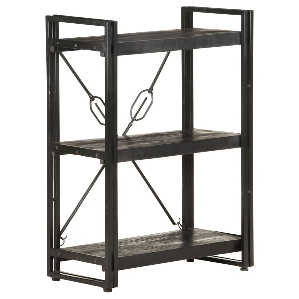 Boekenkast met 3 schappen 60x30x80 cm massief mangohout zwart MeubelReus