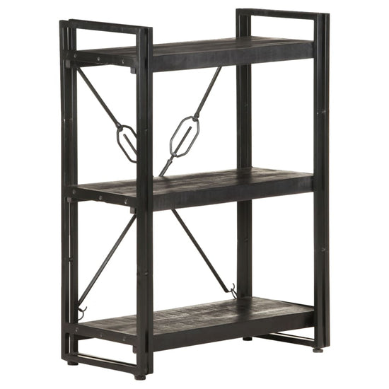 Boekenkast met 3 schappen 60x30x80 cm massief mangohout zwart MeubelReus