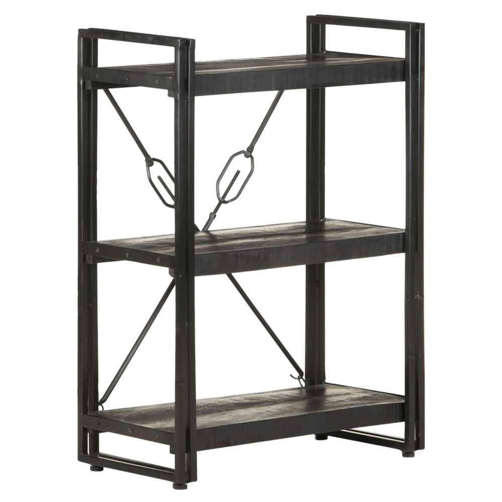 Boekenkast met 3 schappen 60x30x80 cm massief mangohout zwart MeubelReus